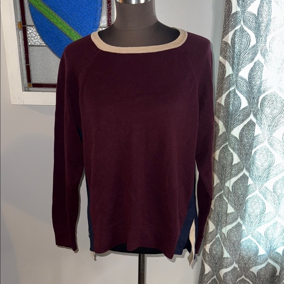 J Crew 100% Cotton Color Block Crew Neck Sweater SZ Medium - Picture 1 of 8